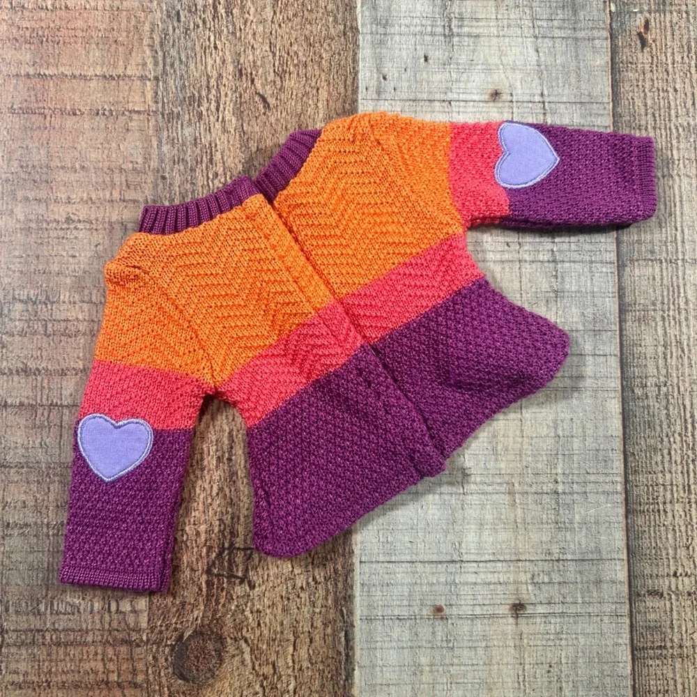 American Girl Doll Warm Winter Purple Orange Striped Sweater Winter Boots Outfit